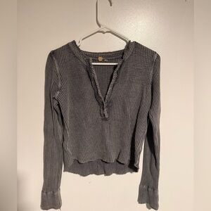 Free People Charcoal Long Sleeve Top - Excellent Condition! Sz Small